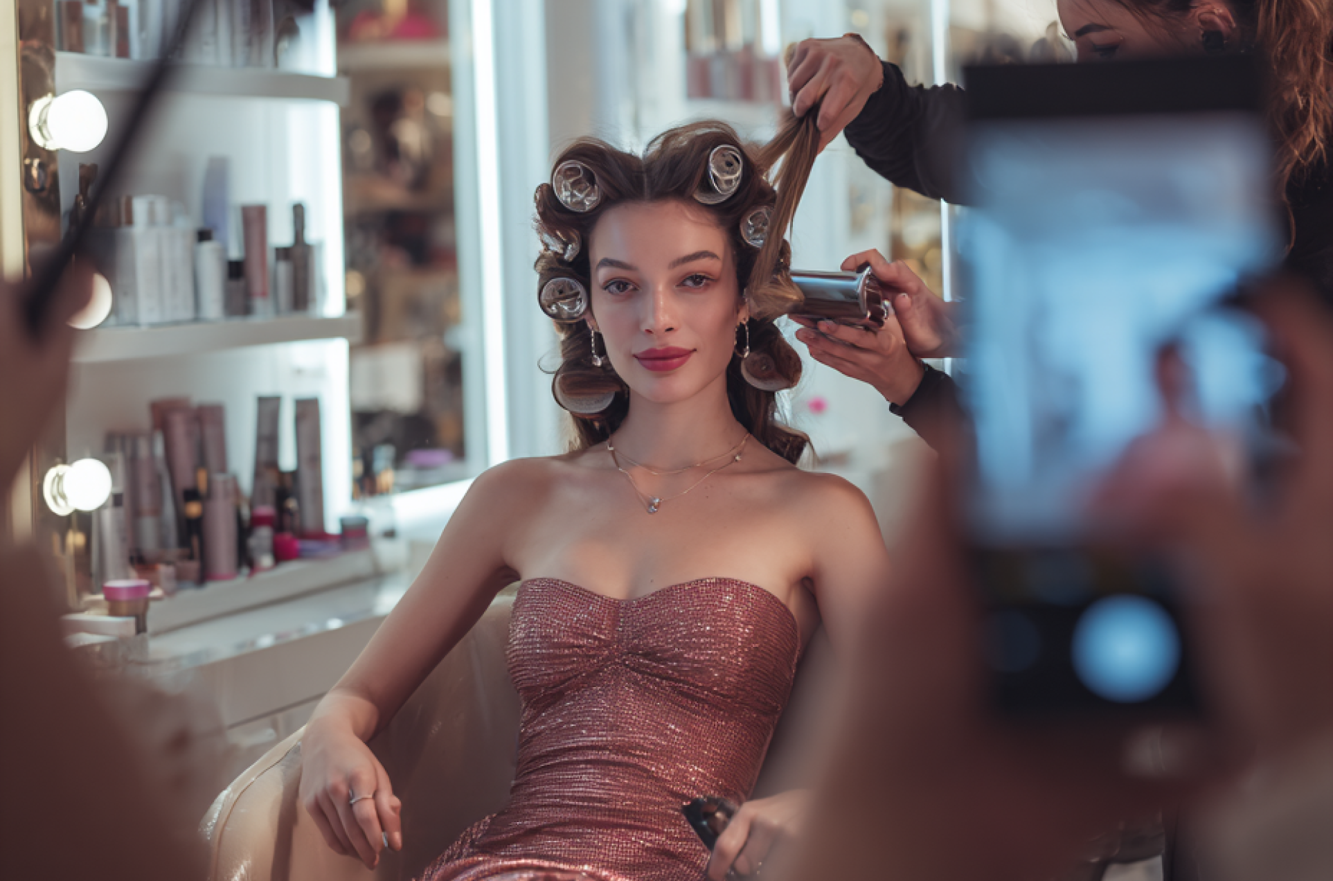 Nagranie klientki w salonie beauty – przykład tworzenia treści do social media, które budują wizerunek i przyciągają nowych klientów.